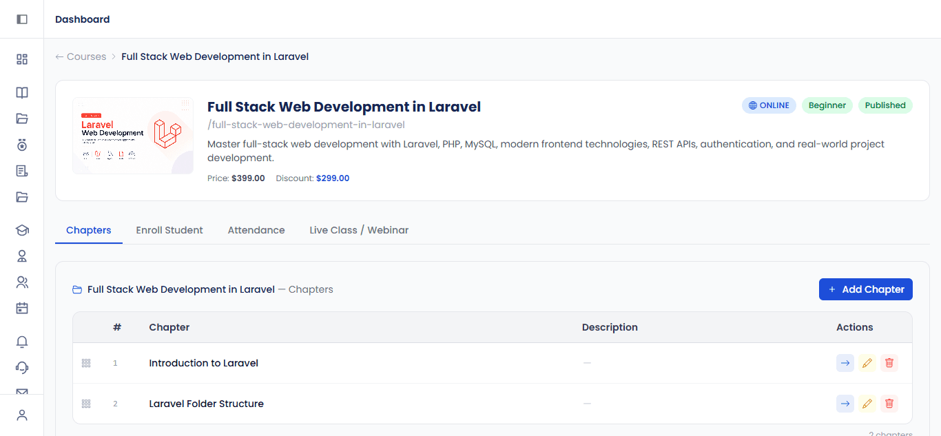 LMS Course Curriculum & Chapters